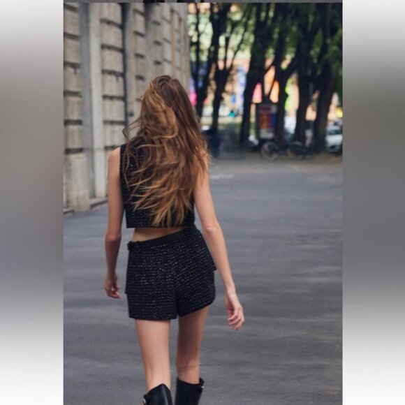 ZARA BELTED TEXTURED SKORT - Picture 3 of 6